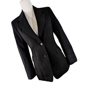 AKRIS PUNTO! RICH BLACK BEAUTIFULLY TAILORED, WIDE LAPEL, X LENGTH BLAZER! SZ 4